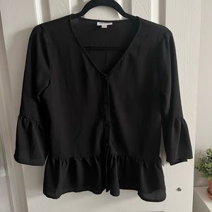 Black Ruffled Blouse | Frank and Oak